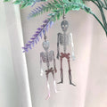 Stainless steel anatomy skeleton moving silver earrings