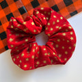 Green or red with gold glitter star Christmas large cotton scrunchie