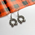 Silver dangle Christmas wreath earrings