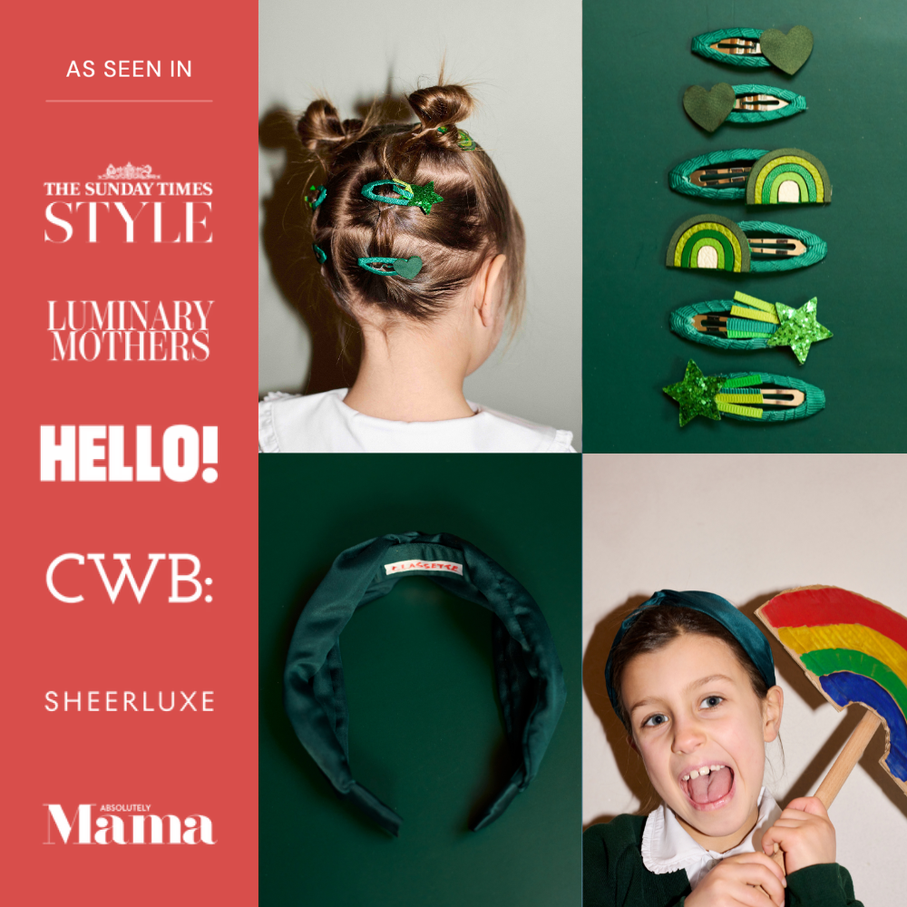 Green School Hair Clips, Bobble Hair Ties, Headband & Bag | The Gift Set