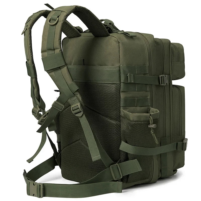 QT&QY 50L Tactical Backpack survival Bag Hunting MOLLE Backpack GYM For Men EDC Outdoor Hiking Rucksack Witch Bottle Holder