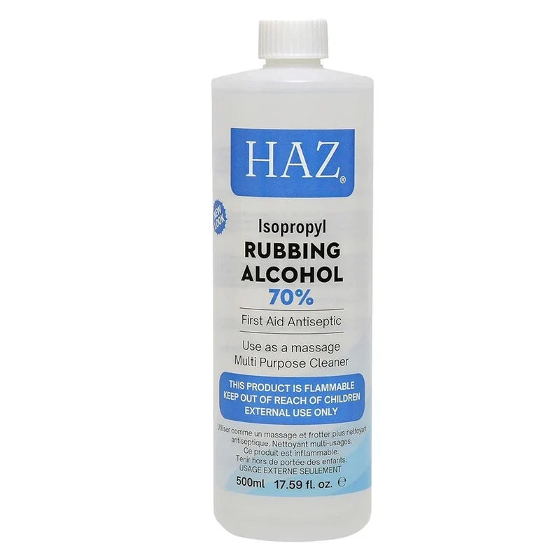 Haz Isopropyl Rubbing Alcohol 70% First Aid Antiseptic & Disinfectant for Multi-Purpose Use 500ml / 16.91 oz