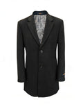 Men's Black Mid-Length Overcoat