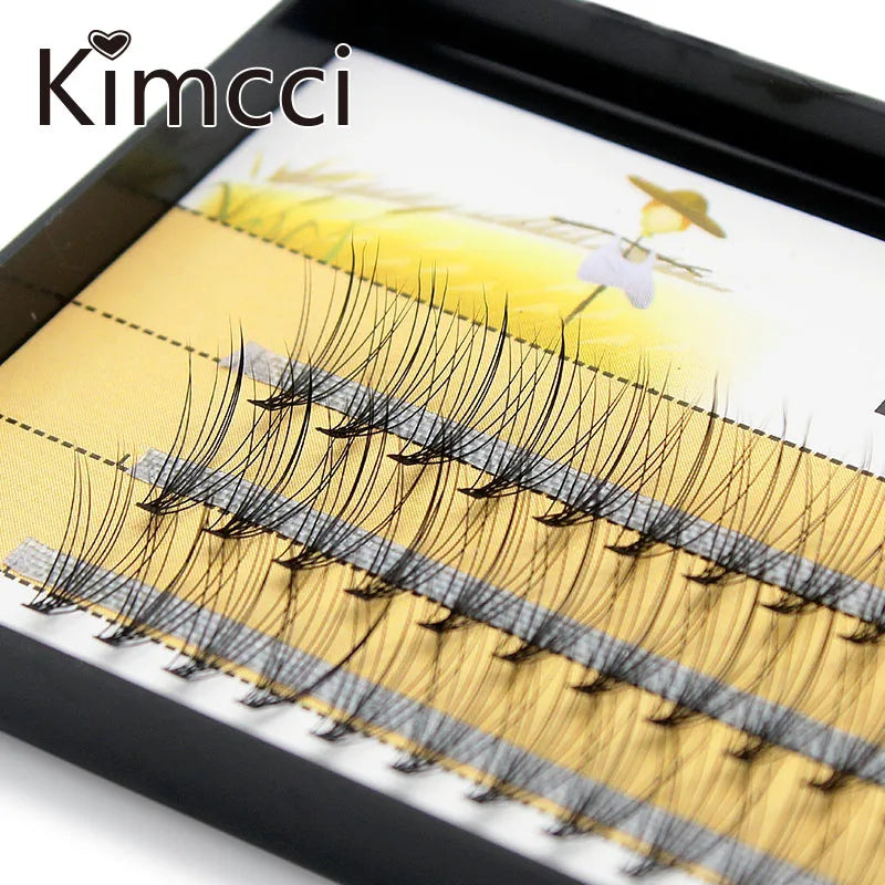 Kimcci Natural Fake Eye Lashes 60pcs 8/10/12/14mm Makeup Individual Cluster Eye Lashes Grafting Fake False Eyelashes Faux Cilias