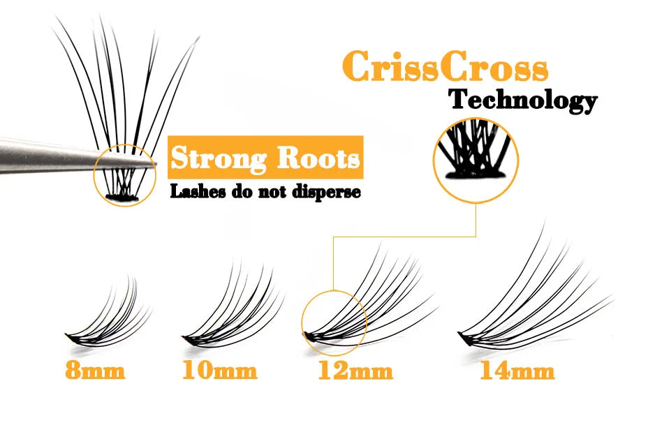 Kimcci Natural Fake Eye Lashes 60pcs 8/10/12/14mm Makeup Individual Cluster Eye Lashes Grafting Fake False Eyelashes Faux Cilias