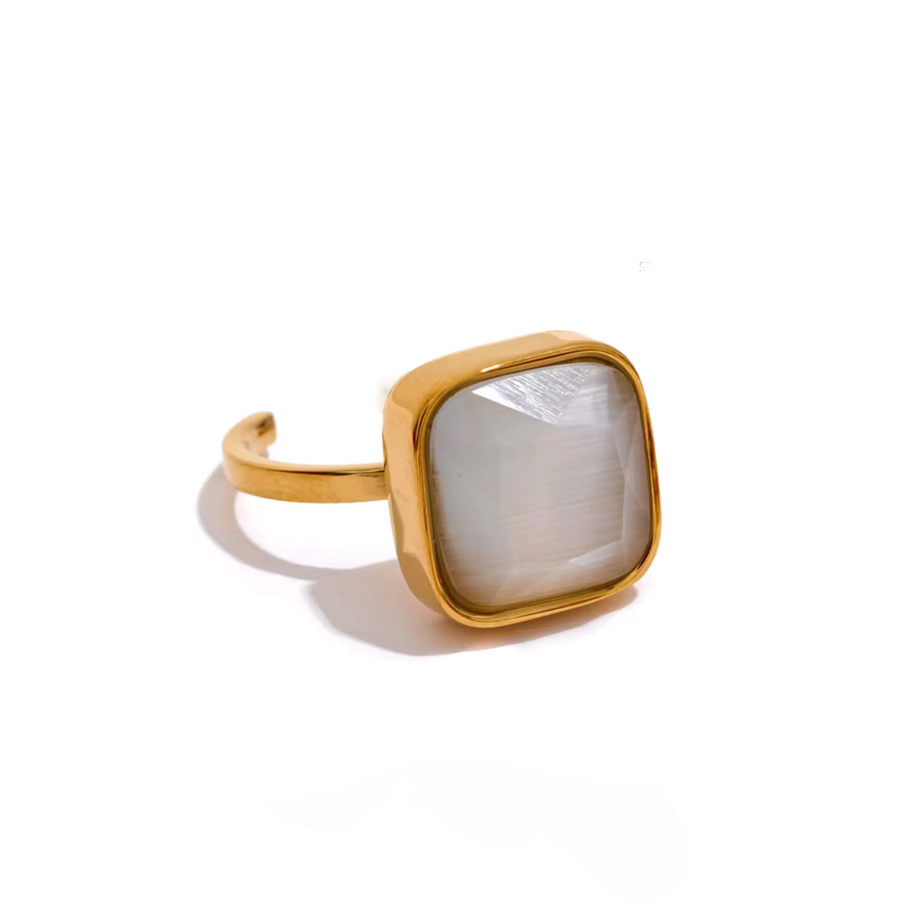Hestia Luxe 18k Gold Plated White Ring