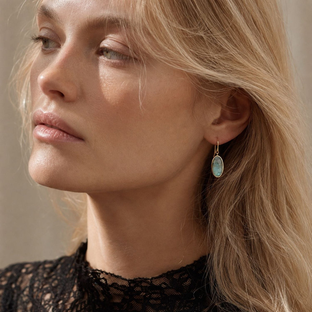 Charis Oval Gemstone Earrings Labradorite