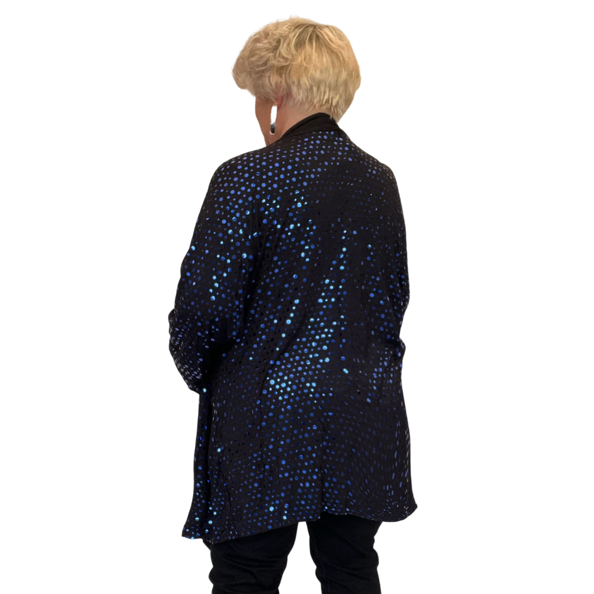 Sequin Foil Covered Longer Length Waterfall Jacket