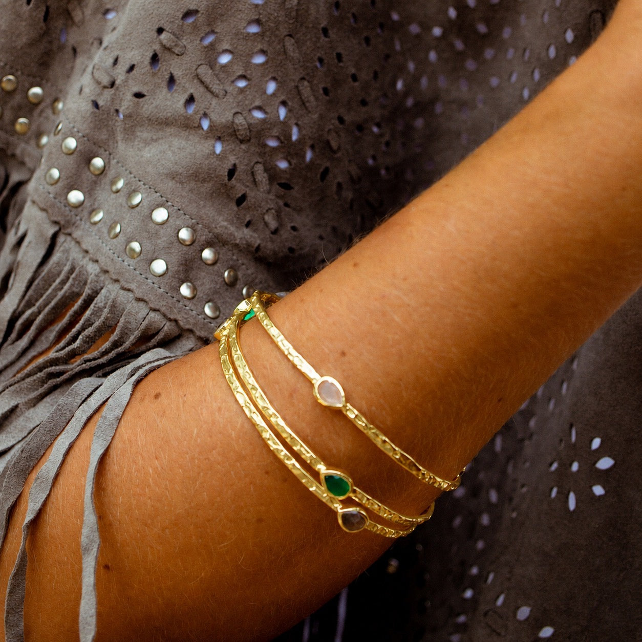 Simi Three Stone Stacking Bangle Pariba Onyx