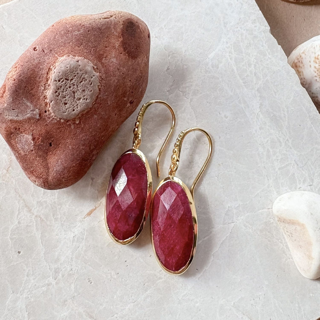 Charis Oval Gemstone Earrings Ruby