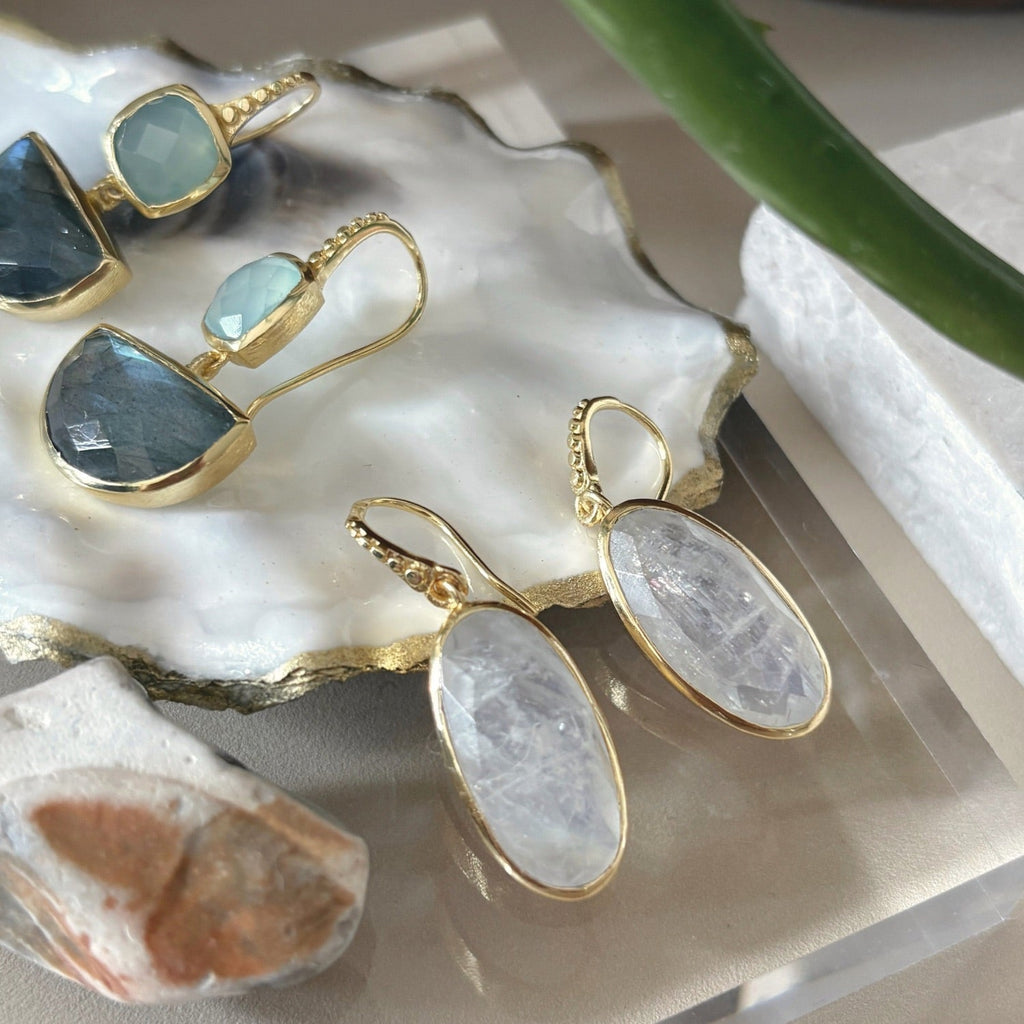 Charis Oval Gemstone Earrings Moonstone