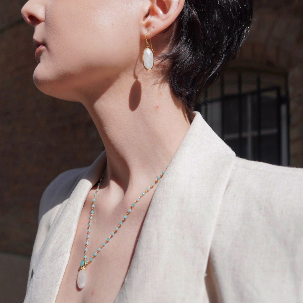 Charis Oval Gemstone Earrings Moonstone