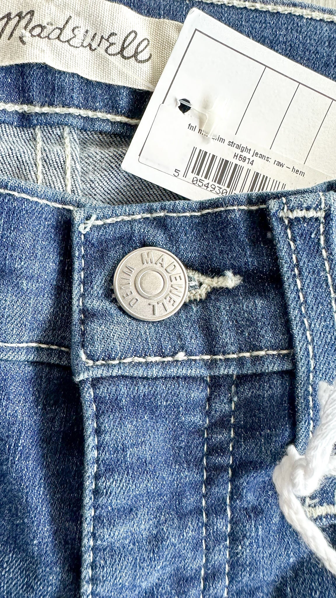 Madewell Slim Straight Denim Jeans Raw Hem Edition