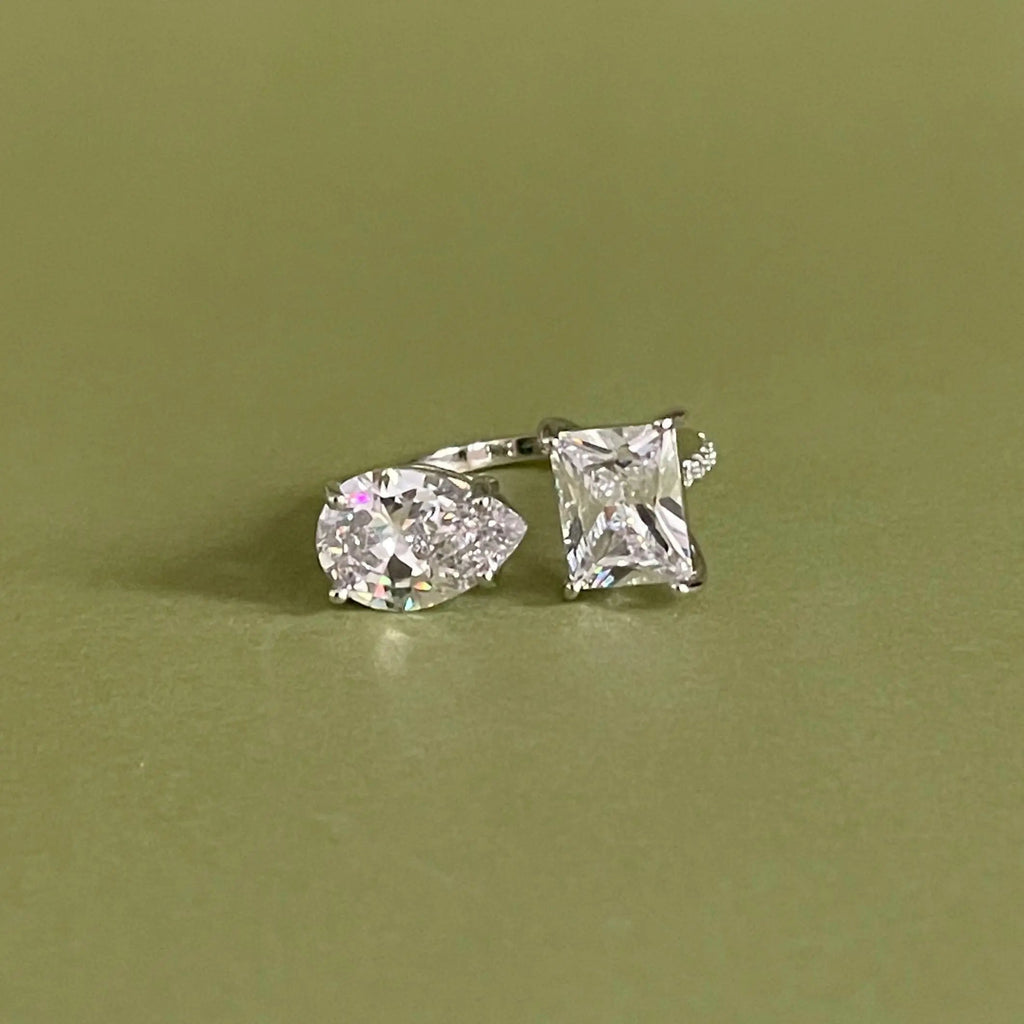 Unity Statement Open Silver Tone Jewel Ring