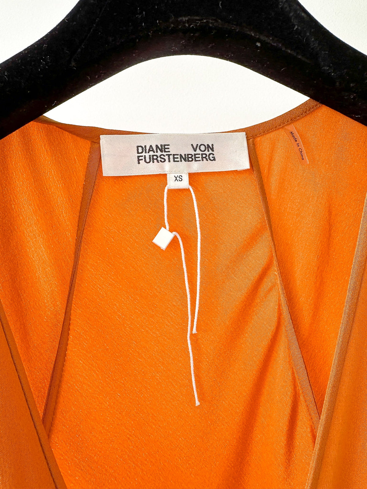 Diane Von Furstenberg DVF Orange Crepe De Chine Silk Wrap Blouse Top