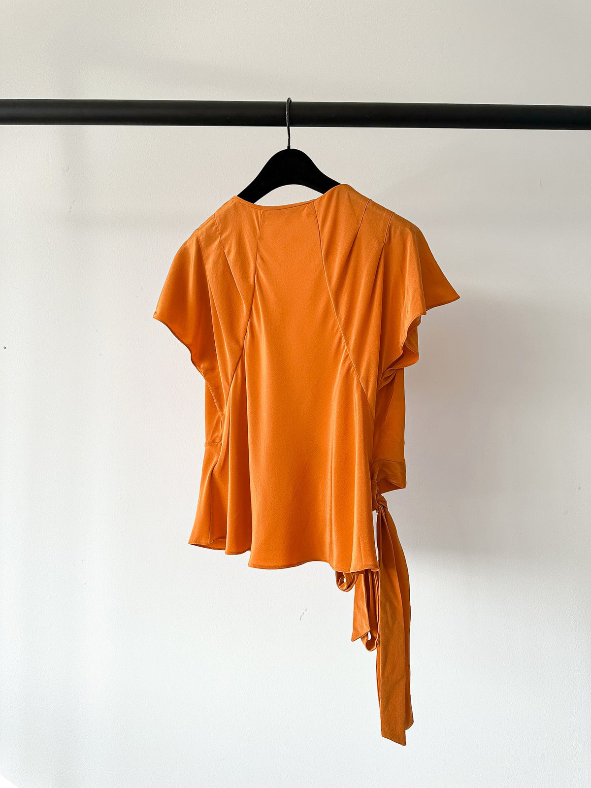 Diane Von Furstenberg DVF Orange Crepe De Chine Silk Wrap Blouse Top