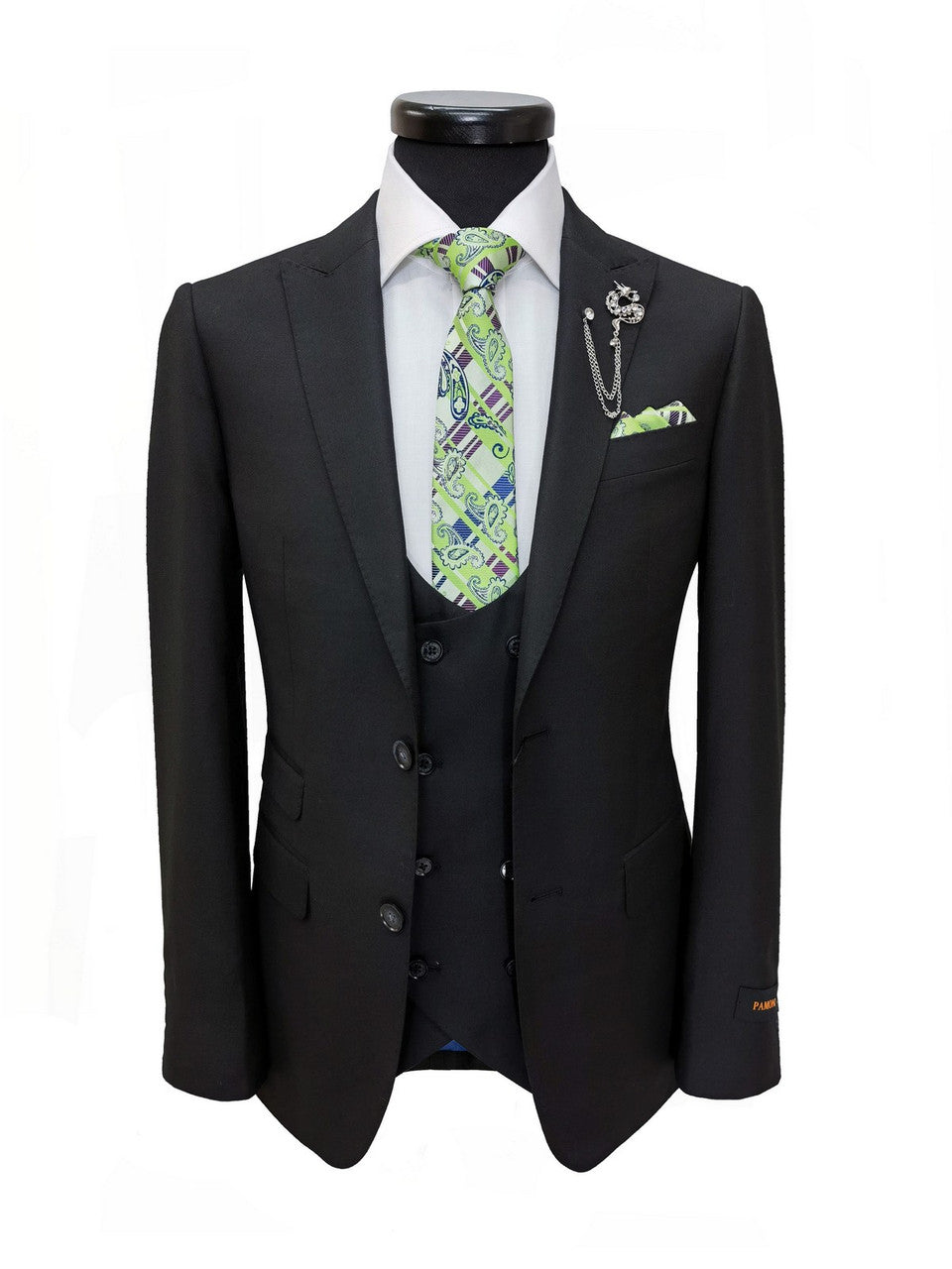 Black Two Button 3-Piece Suit