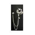 Silver Jewelled Dragon Chain Lapel Pin