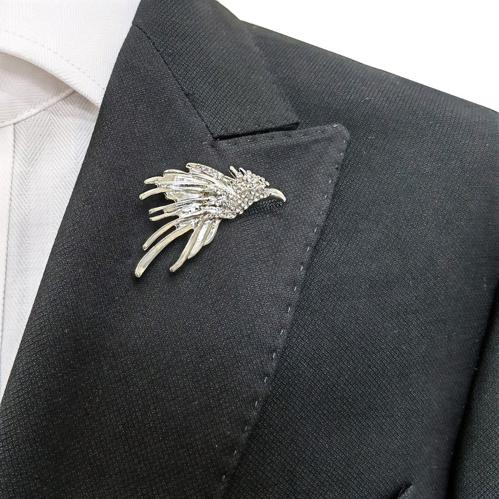 Silver Jewelled Phoenix Lapel Pin