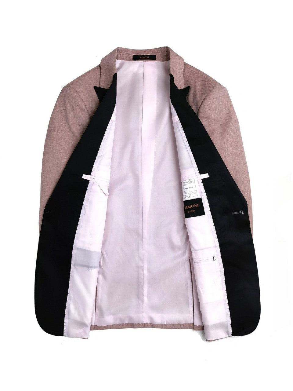 Pink 3-Piece Tuxedo With Black Peak Lapel