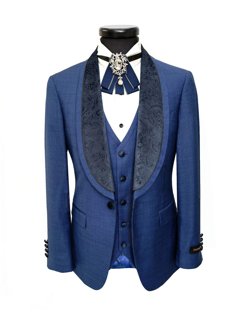 Blue 3-Piece Tuxedo With Wide Shawl Lapel
