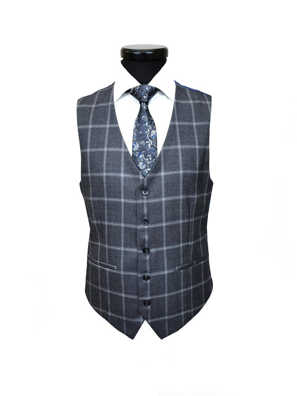 Grey Check Houndstooth 3-Piece Suit