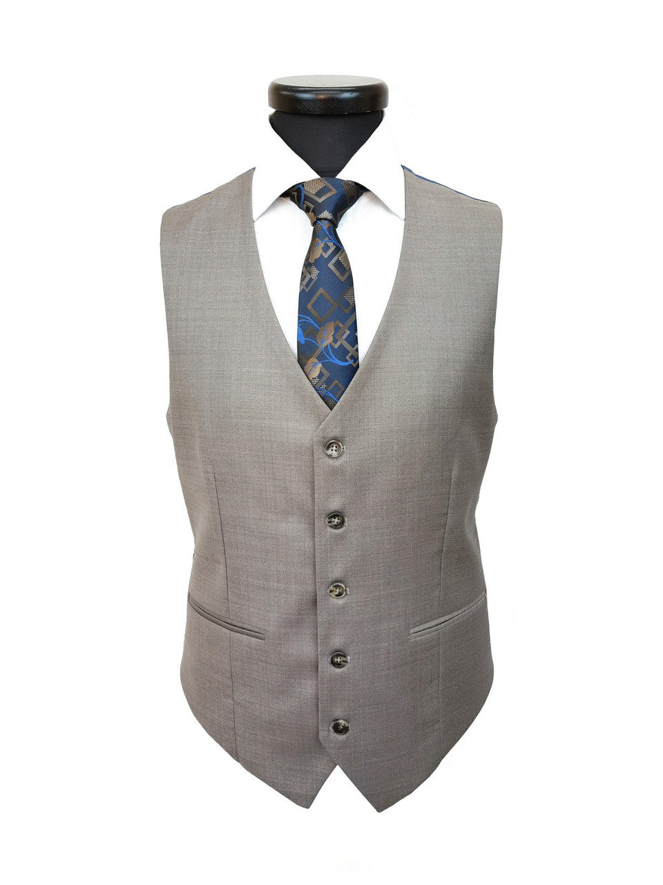 Taupe Slim Fit 3-Piece Twill Suit