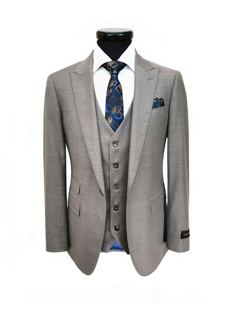 Taupe Slim Fit 3-Piece Twill Suit
