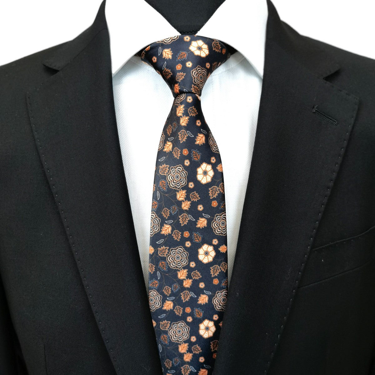 Brown Black Floral Tie