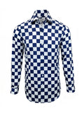 Navy Square Check Slim Fit Shirt
