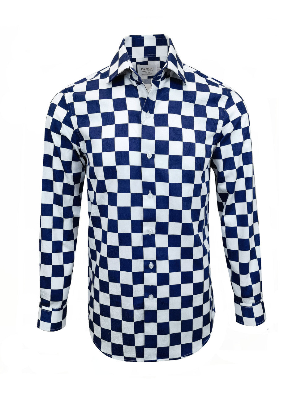 Navy Square Check Slim Fit Shirt