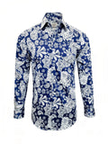 Blue Paisley Slim Fit Shirt