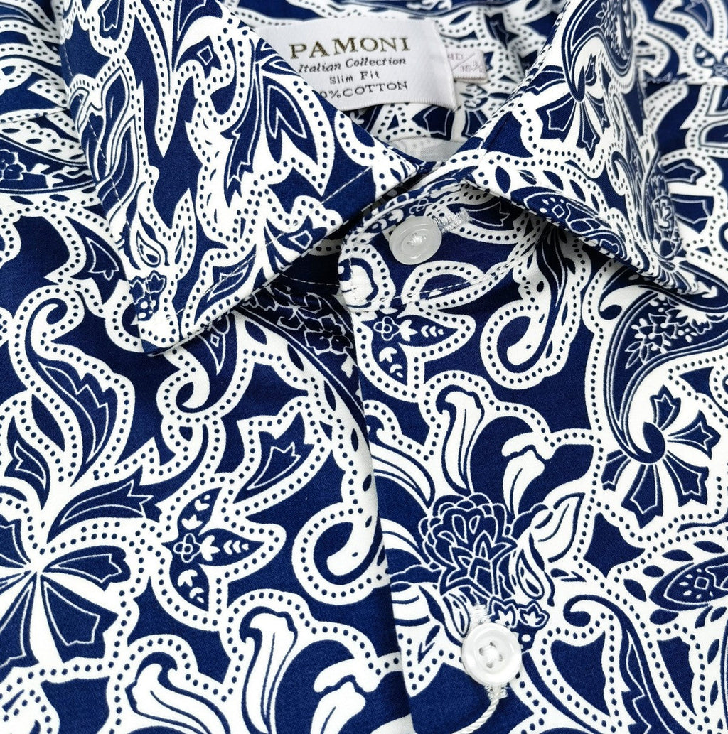 Navy Floral Paisley Shirt