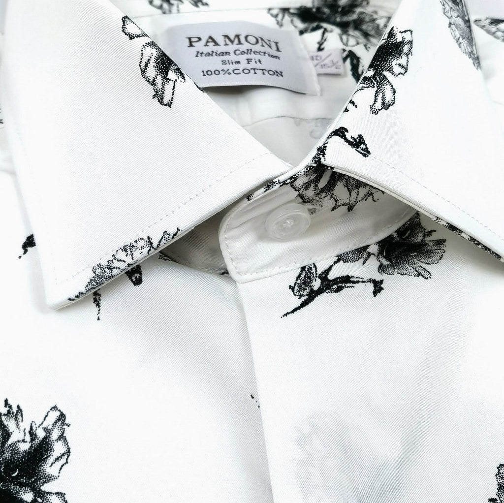 White & Black Floral Shirt