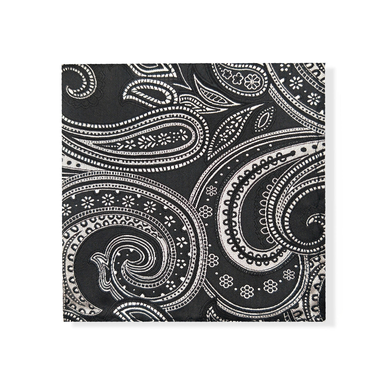 Black Silver Paisley Tie & Pocket Square Set