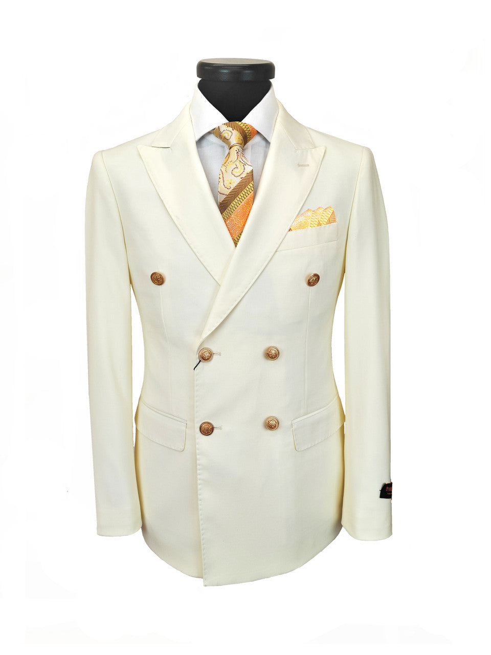 Ivory Double Breasted Suit with Gold Button