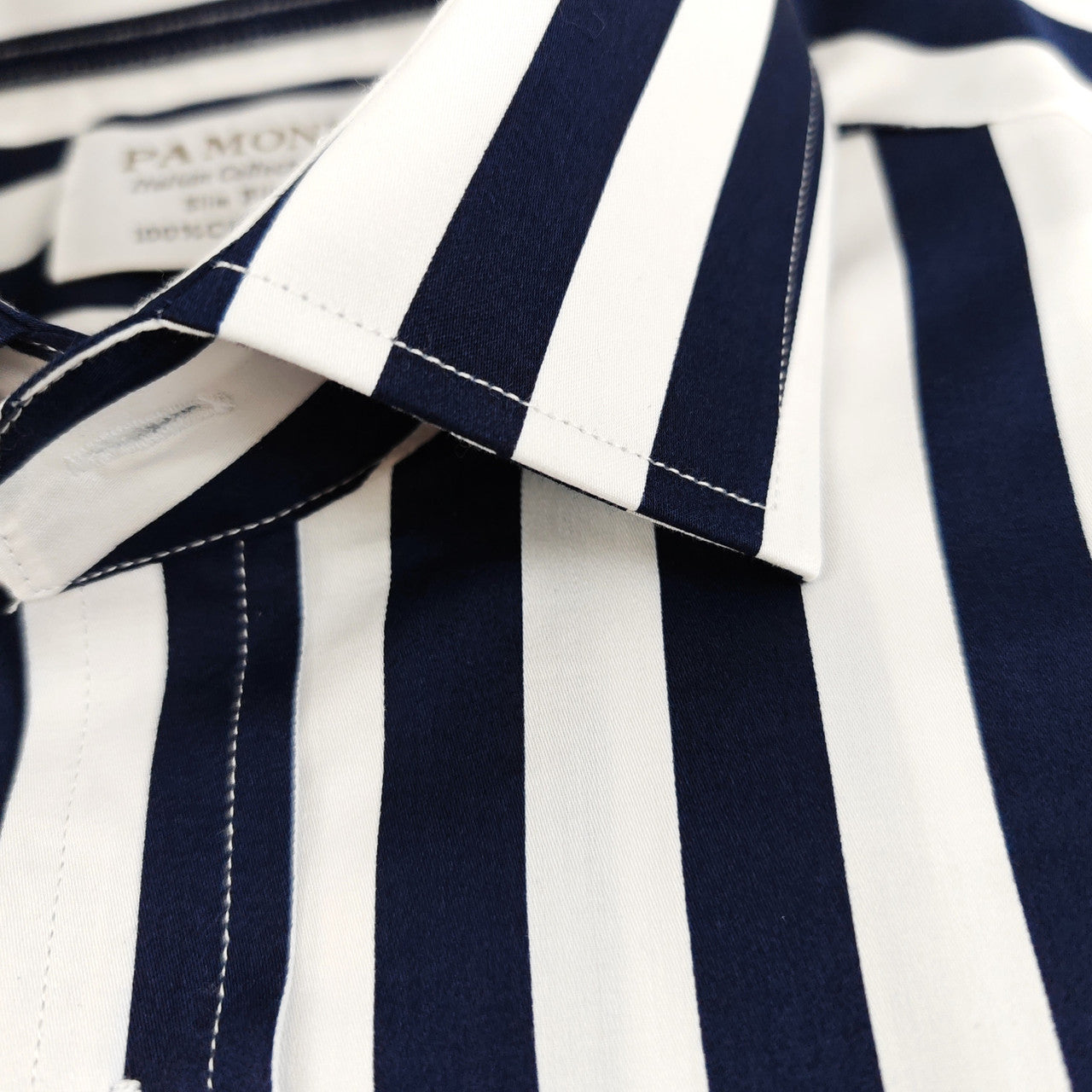 White Navy Bold Stripe Shirt