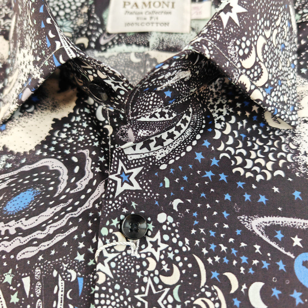 Black and White Floral Print Short Sleeves Shirt
