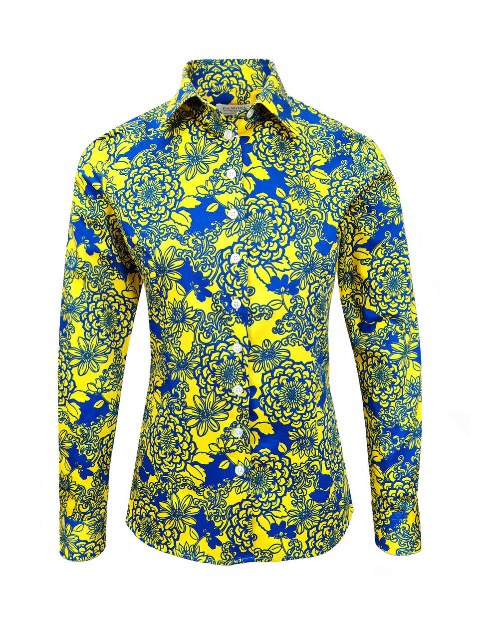 Lemon Blue Floral Print Shirt