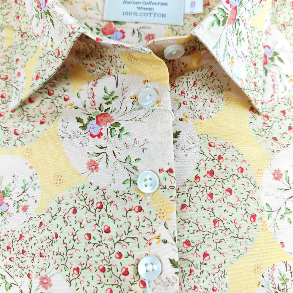 Yellow Red Floral Print Shirt