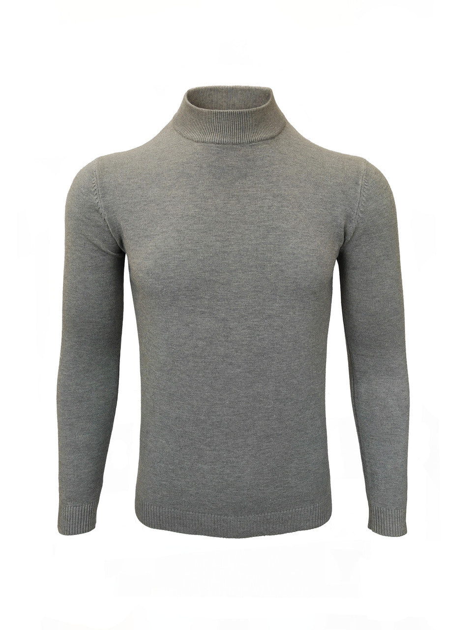 Grey High Neck Slim Fit Jumper