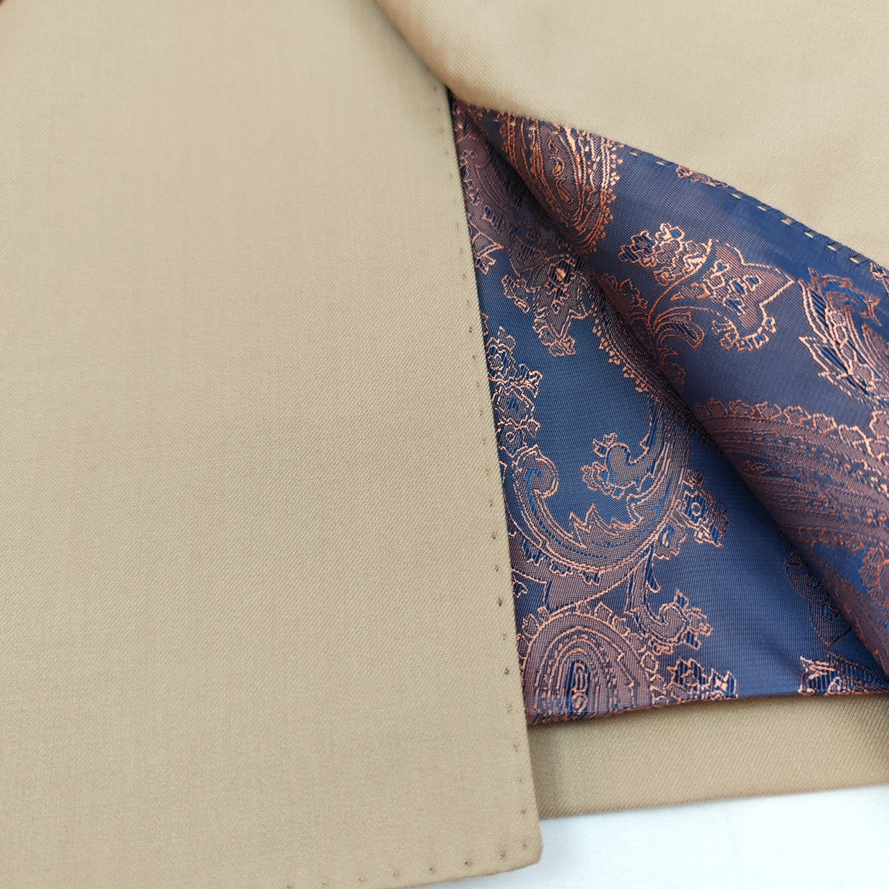 Beige Double Breasted Suit with Gold Button