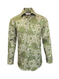 Men's Slim Fit Green Patterned Shirt