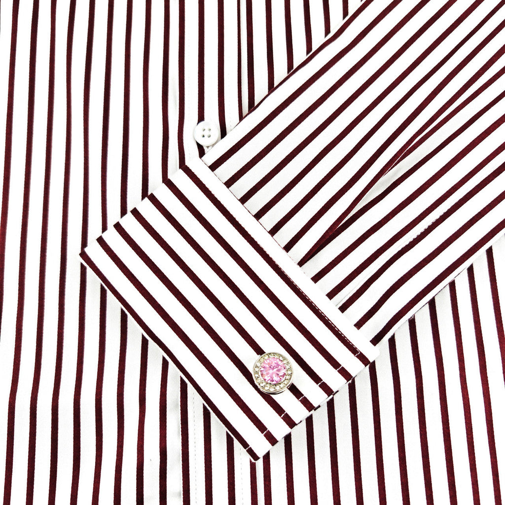 Men's Slim Fit Red & White Striped Shirt