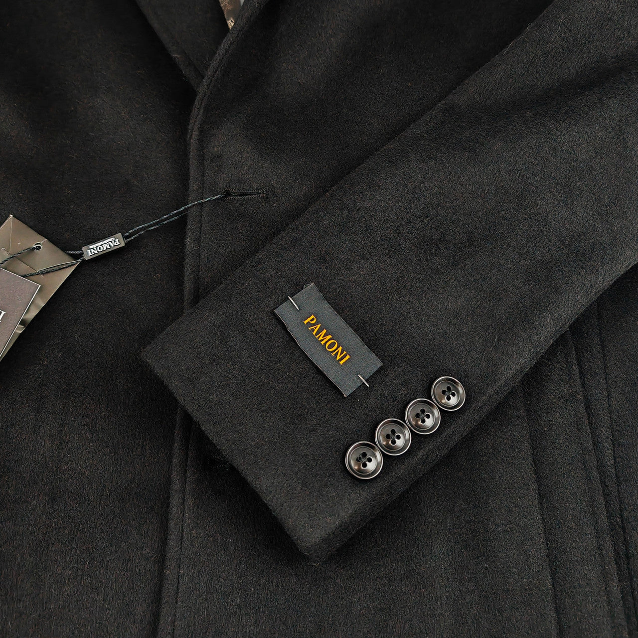 Men's Black Mid-Length Overcoat