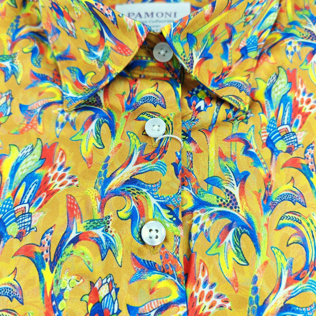 Golden Floral Breeze Women's Fitted Shirt