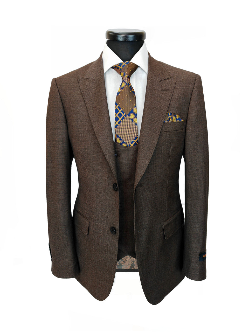 Brown 3-Piece Wool Blend Suit