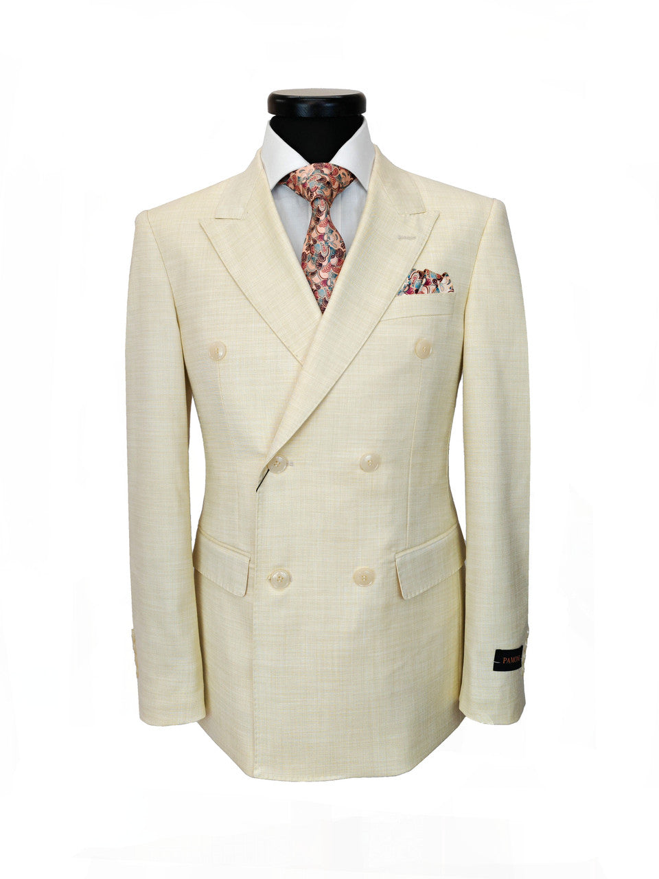 Elegant Cream Double-Breasted Slim Fit Suit