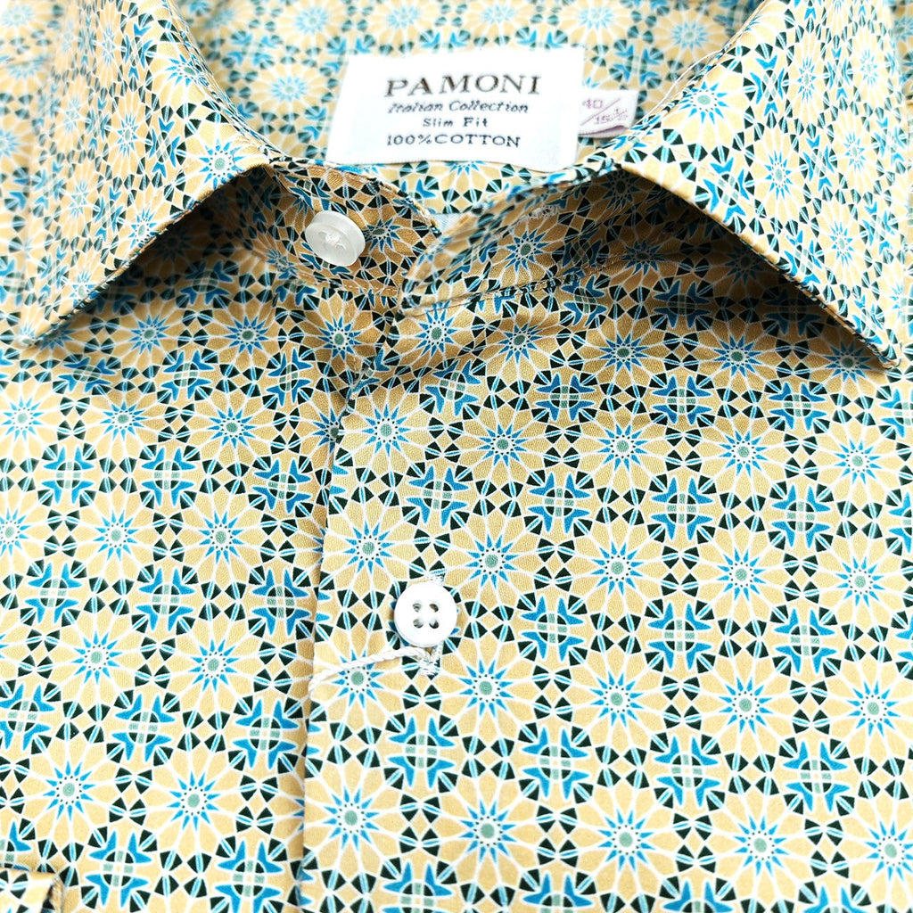 Men’s Geometric Pattern Slim Fit Cotton Shirt