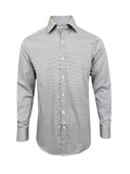 Black and White Geometric Print Slim Fit Double Cuff Shirt